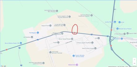 Harta zonei: terenul este marcat cu roșu pe DN72, între Ariceștii Rahtivani și Ploiești